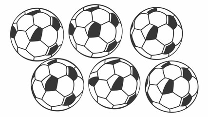 Soccer Balls Line Art Collection – Black and White Vector in Multiple Perspectives