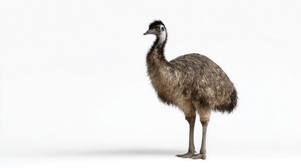 Emu standing against white background