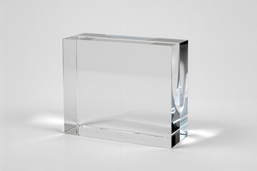 Elegant clear acrylic block against white backdrop