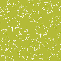 Seamless pattern with line maple leaves. Suitable for wallpaper, textile, packaging.