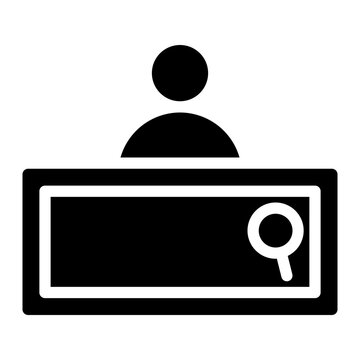 search costumer. This is a vector single icon with a solid style. Suitable for any purpose, such as website design, mobile app design, logo design, pattern design, etc.