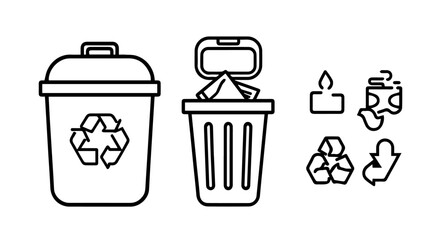 . Plastic Sorting Line Icon – Minimalist Black Stroke Vector
.trash can icon