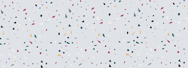 Grey blue Terrazzo seamless pattern. Repeated granite stone texture. Color Italian mosaic surface design for paving, floor tile swatch, decoration. Vector repeated Venetian marble background concept