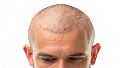 Scalp Fungal Infection with Irritated Skin and Cotton Swab