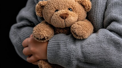Child's Tender Embrace: A Brown Teddy Bear