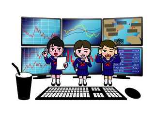 壱A：6画面PCでデイトレードをする女学生たち_CS3 2025_0610_056