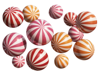 Abstract colorful striped balls background design image 3d red on transparent background