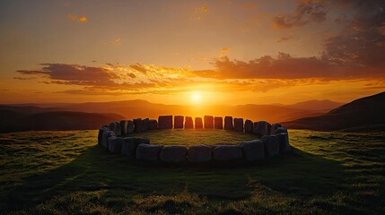 Sunset over the ancient stone circle, a breathtaking landscape photography