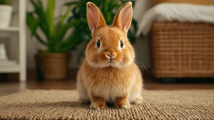 Adorable Orange Bunny Indoor Portrait