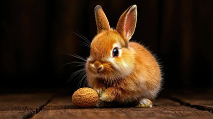 Adorable Orange Bunny and Walnut