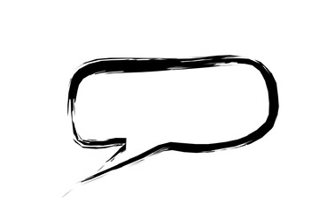 Hand-drawn grunge speech bubble icon with bold black brush stroke style on transparent png background, ideal for communication, chat, and expressive design elements