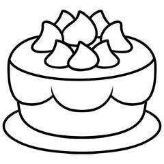 cake with cream icon line