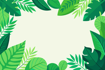 Naklejka premium Lush Green Tropical Leaves Frame Nature's Border