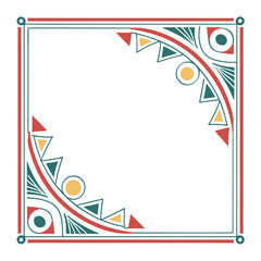 Obraz premium Geometric Design: A captivating geometric design in a symmetrical layout, blending vibrant colors and intricate patterns, creating a visually appealing and balanced composition.