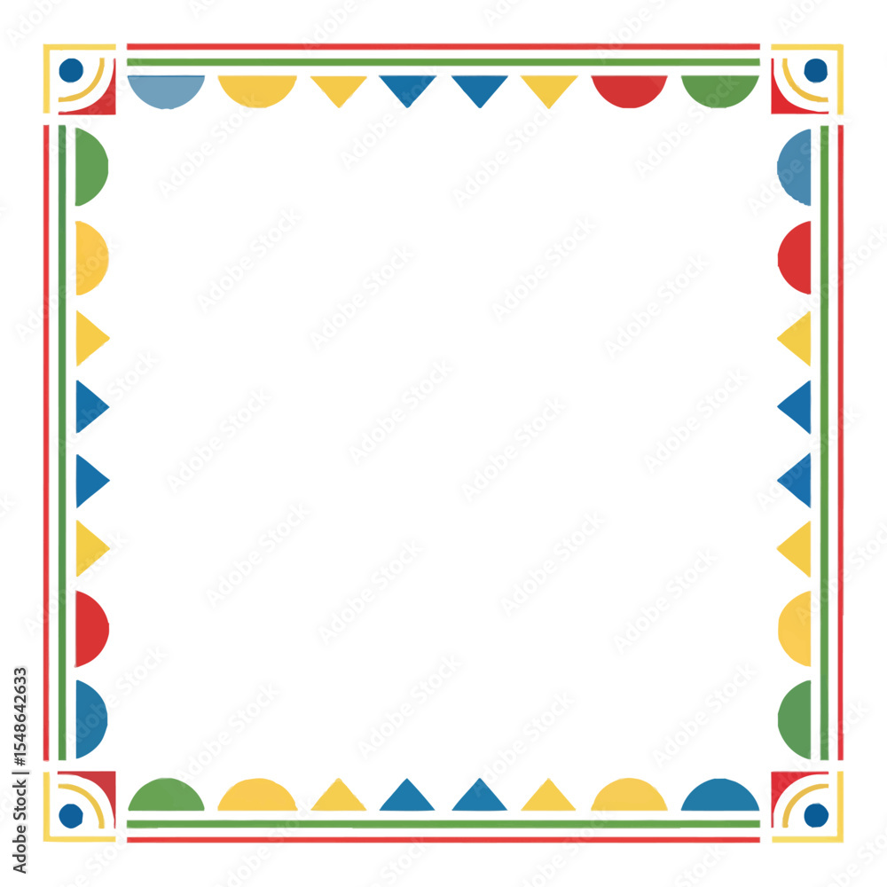 Poster vibrant frame design: a colorful and eye-catching frame design, using geometric shapes to create a m