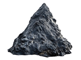 Dark grey rocky peak isolated on transparent background 3d render