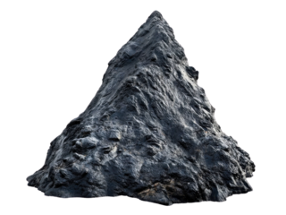 Dark grey rocky peak isolated on transparent background 3d render