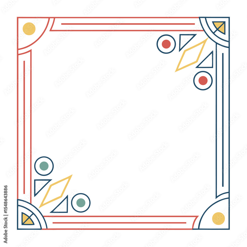 Poster geometric border illustration: a stylish, minimalist square border design with geometric shapes and 