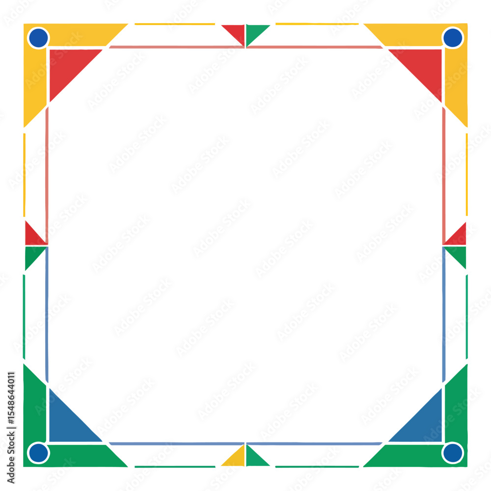 Poster geometric border design: a vibrant geometric border showcases an intricate design with colorful shap