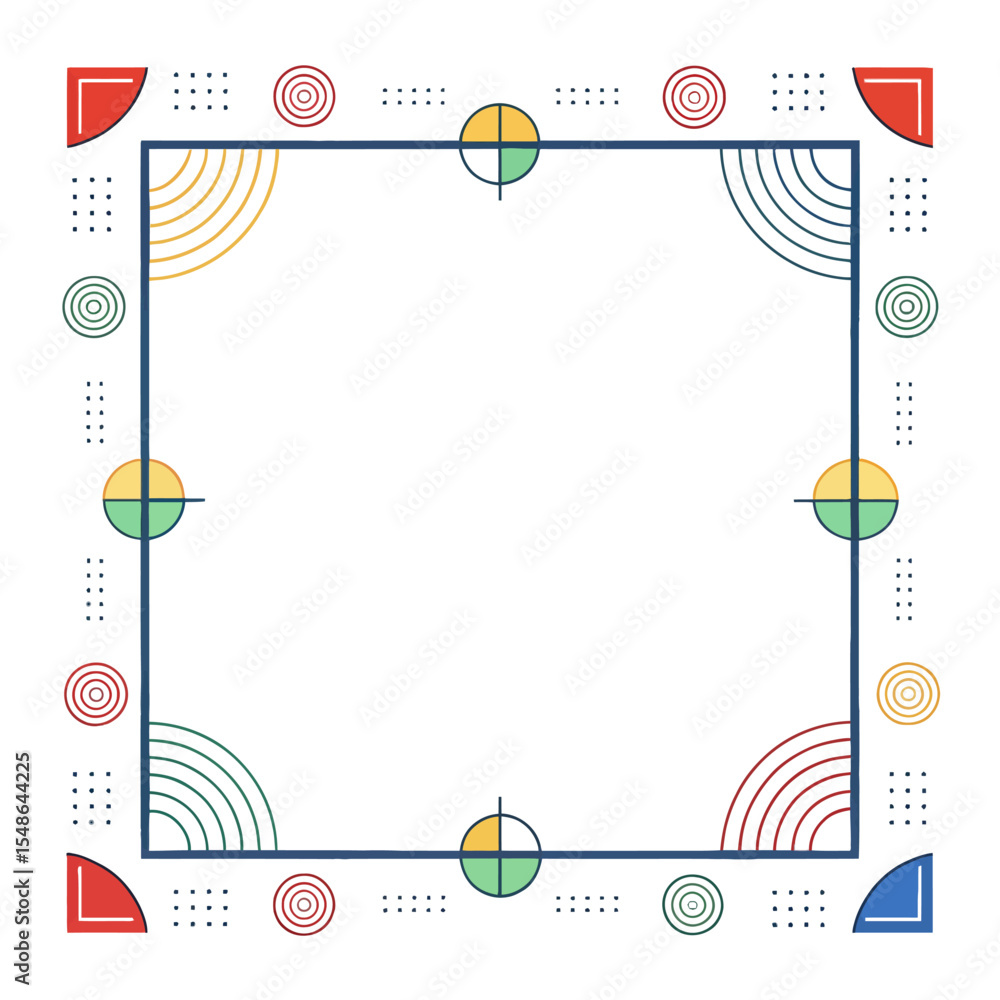 Poster geometric frame: a modern geometric frame design with colorful shapes, perfect for adding a stylish 