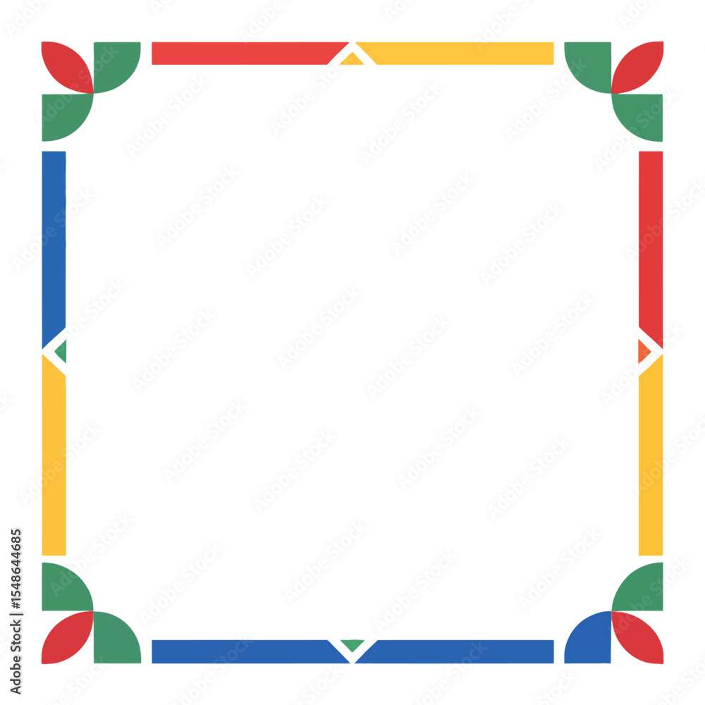 Poster vibrant border frame: a colorful border, composed of geometric shapes and bold hues, perfect for enh