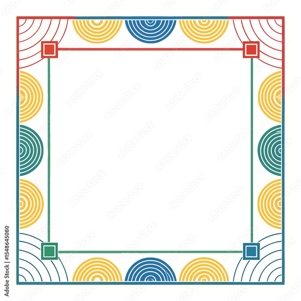 Poster geometric frame design: a vibrant and modern frame design featuring concentric circles and geometric