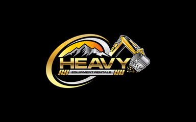 Illustration vector graphic of heavy equipment, excavator construction, logo design template