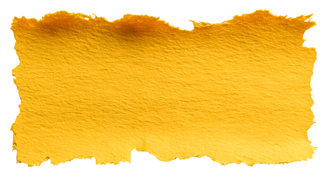 Yellow torn edge paper texture isolated on transparent background