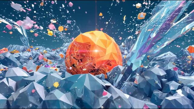 Vibrant abstract crystals, bold colors and sharp angles, ideal for digital backgrounds or creative projects, visually striking.
