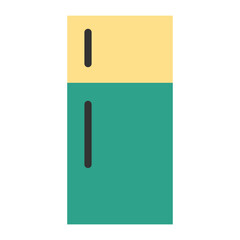 Kitchen utensils flat color icon. Refrigerator