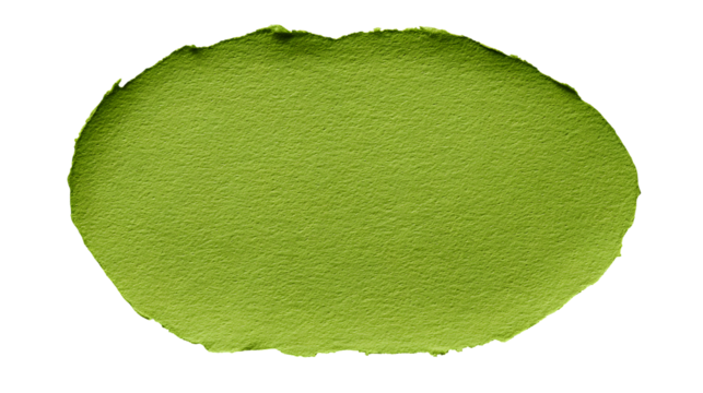 Green oval torn paper texture isolated on transparent background