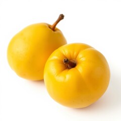 Two Ripe Yellow Fruits on White Background