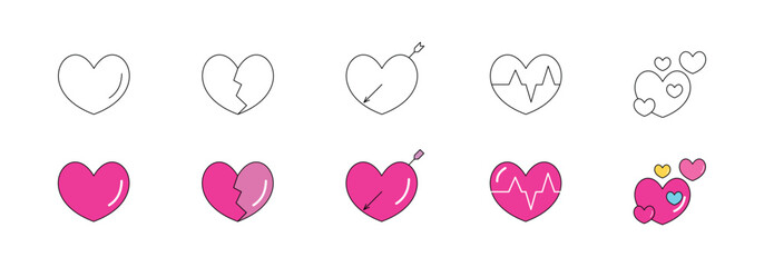 heart symbol icon set