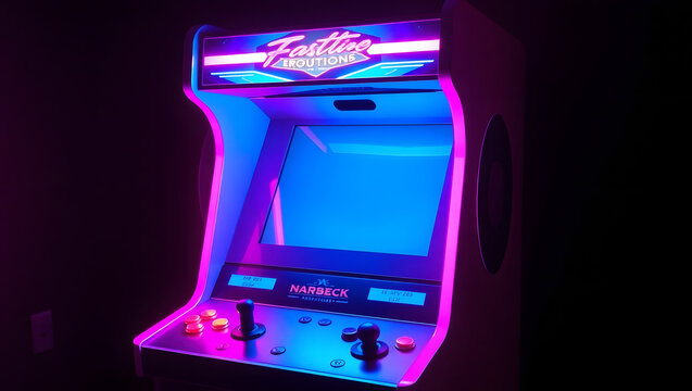 Retro Arcade Machine with Glowing Buttons
