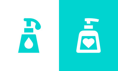 Soap dispenser icons set teal and white design ai generated