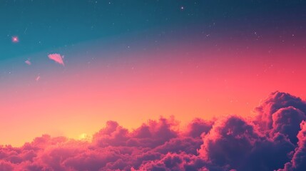 Fototapeta premium Red, Orange, and Blue Sunset Sky with Clouds