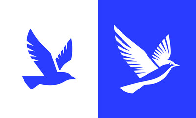 Abstract bird in flight blue and white design ai generated