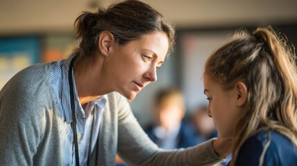 Woman is comforting a young girl