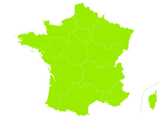 Fototapeta premium 世界地図より、フランスの行政区分地図 （Map of France）