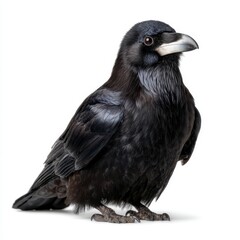 Close up of a Black Crow on White Background