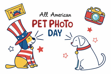 Obraz premium ALL AMERICAN PET PHOTO DAY vector illustration