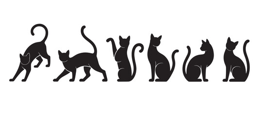 Cat silhouette set design in isolated on white background