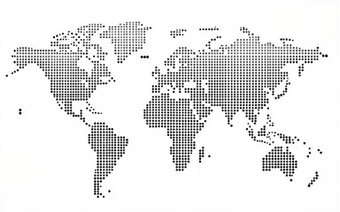 Obraz premium Metaverse world map globe black dots pattern wavy isolated on white background in concept Metaverse, virtual reality, augmented reality and blockchain technology. High quality