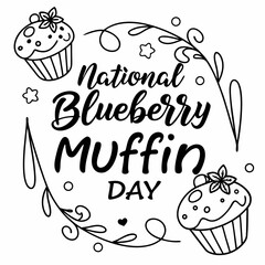 NATIONAL BLUEBERRY MUFFIN DAY vector illustration