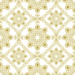 Classic Damask seamless pattern, Vintage gold design, element style, floral ornament, Luxury Ornamental lace tracery, wallpaper, Victorian background, Vector Illustration for Elegant Textile Design
