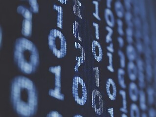 Binary code appears on a screen in a digital display