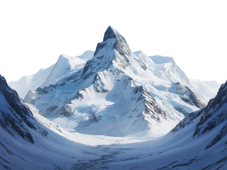 Majestic winter mountain landscape with snow covered peaks ice on transparent background