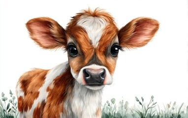 Cute calf portrait with soft, dreamy style
