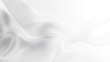 Fototapeta premium A monochromatic, abstract image showcases smooth, undulating white waves and dunes, creating a serene and minimalist landscape.