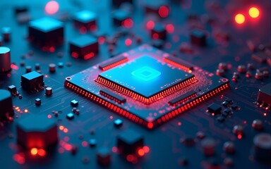 AI. Circuit board. Technology background. Central Computer Processors CPU concept. Motherboard digital chip. Tech science background. Integrated communication processor. 3D illustration. High quality